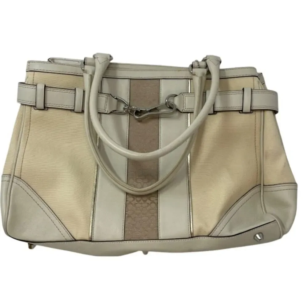 Vintage Coach Hampton Stripe Leather Shoulder Bag
